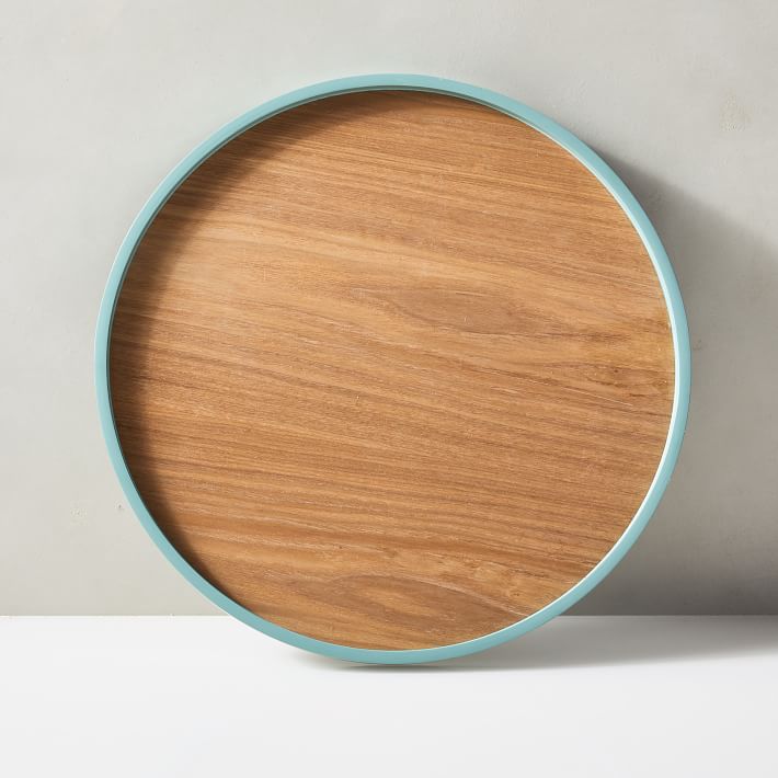 Two-tone round and oval Wooden Serving Tray